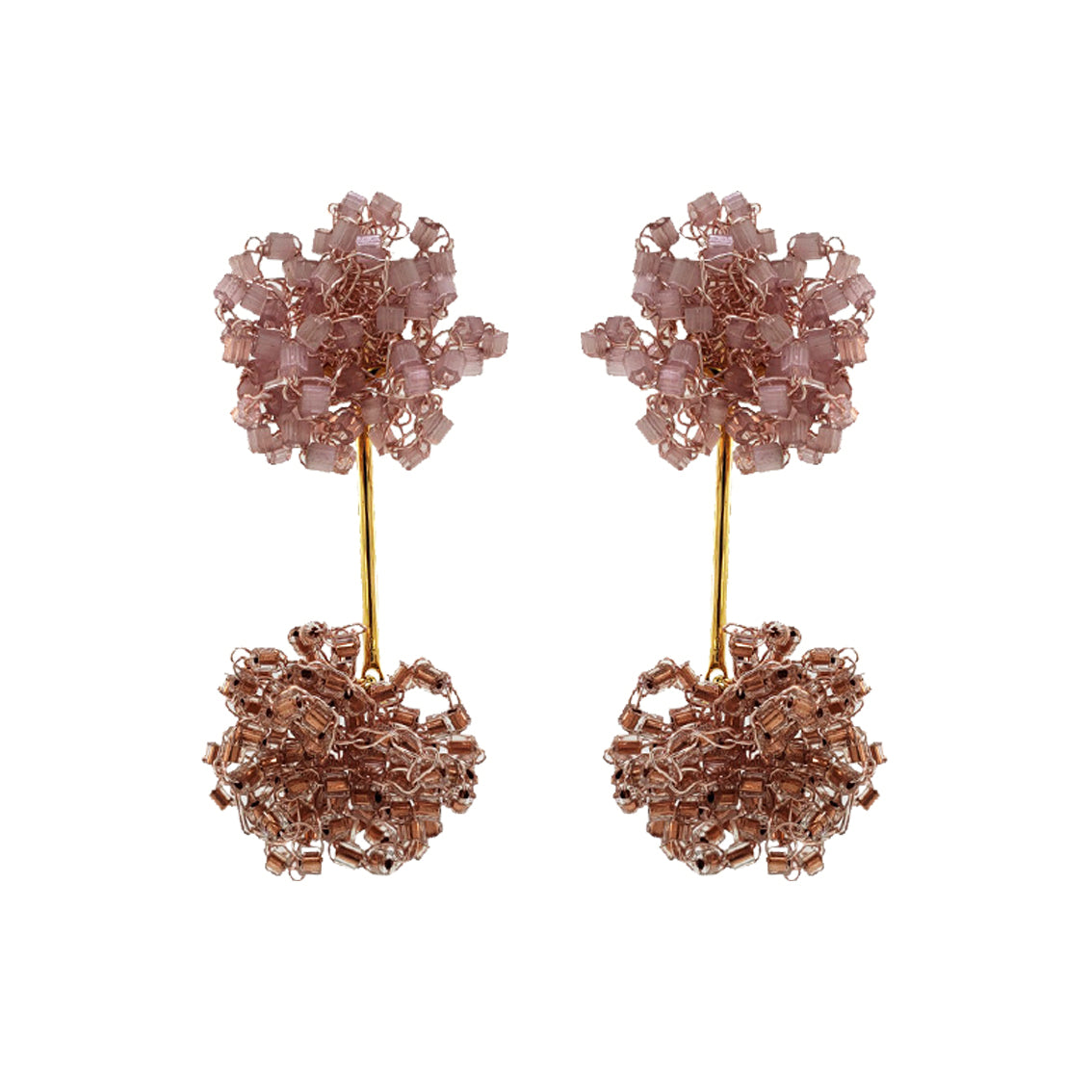 Mauve Pink Agatha Handmade Crochet Earrings