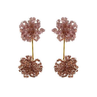 Mauve Pink Agatha Handmade Crochet Earrings