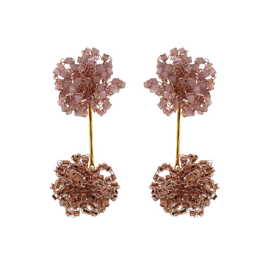 Mauve Pink Agatha Handmade Crochet Earrings