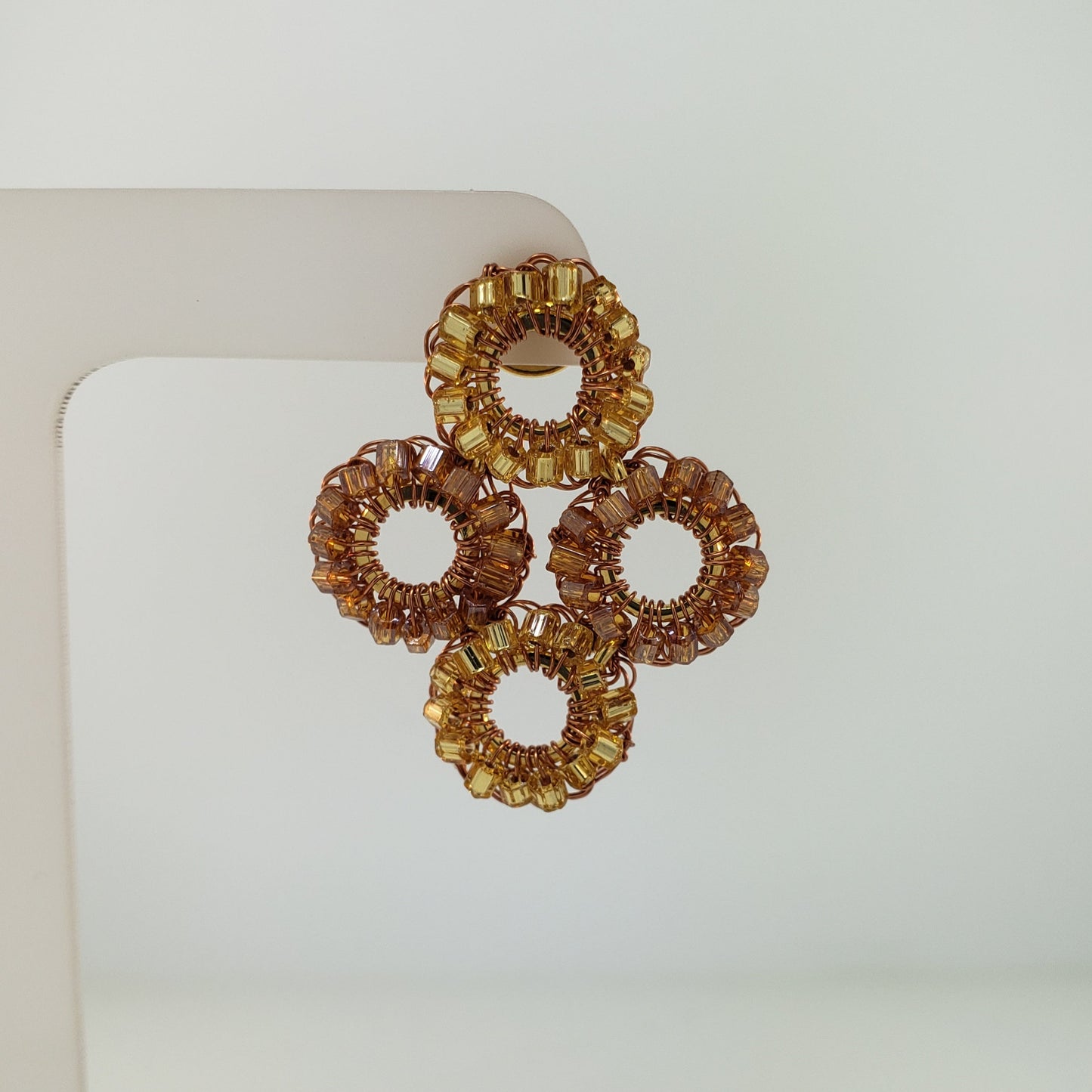 Bronze Amber Mix Clubs Handmade Crochet Earrings