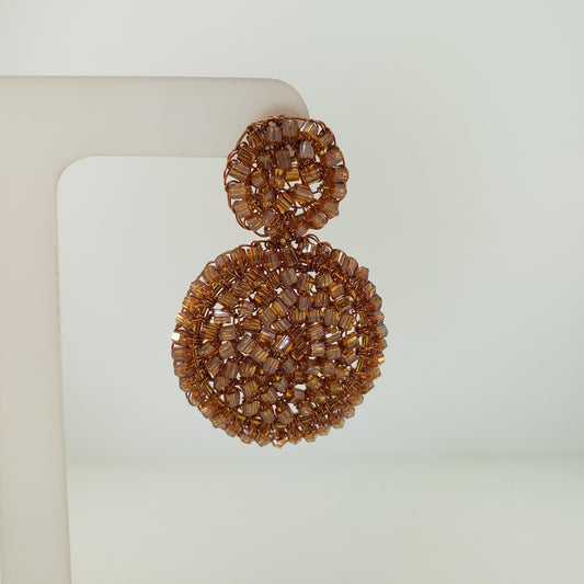 Bronze Amber Mix Dahlia Mini Handmade Crochet Earrings