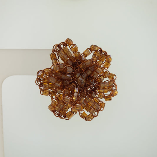 Bronze Amber Mix Aster Post Handmade Crochet Earrings