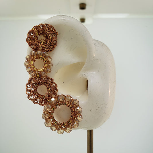 Bronze Amber Mix Clubs Handmade Crochet Earcuff
