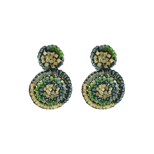 Forest Green Mix Dahlia Mini Handmade Crochet Earrings