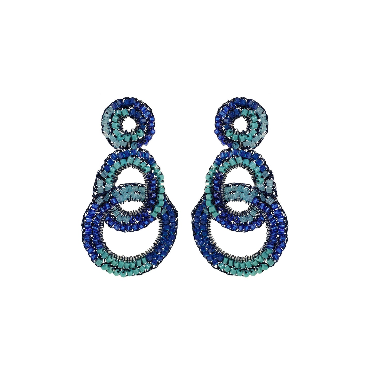 Denim Blue Mix Artemis Handmade Crochet Earrings