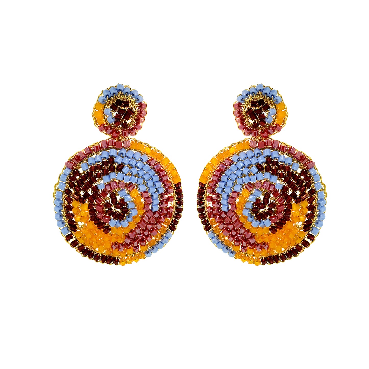 Sunrise Mix Dahlia Handmade Crochet Earrings
