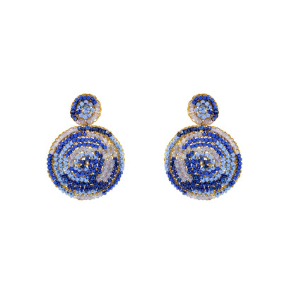 Sky Blue Mix Dahlia Handmade Crochet Earrings