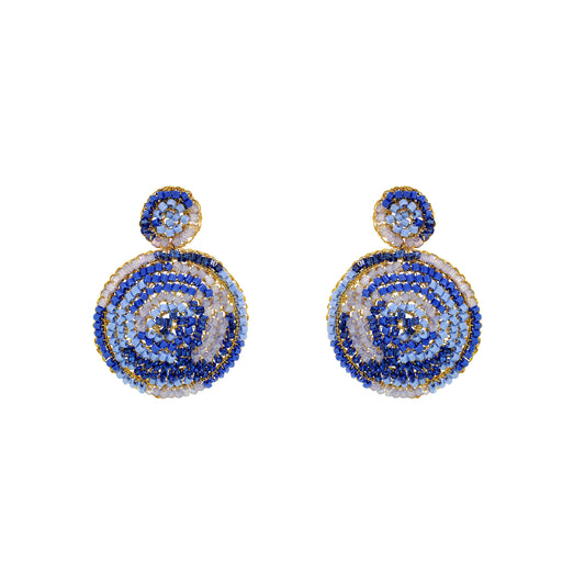 Sky Blue Mix Dahlia Handmade Crochet Earrings