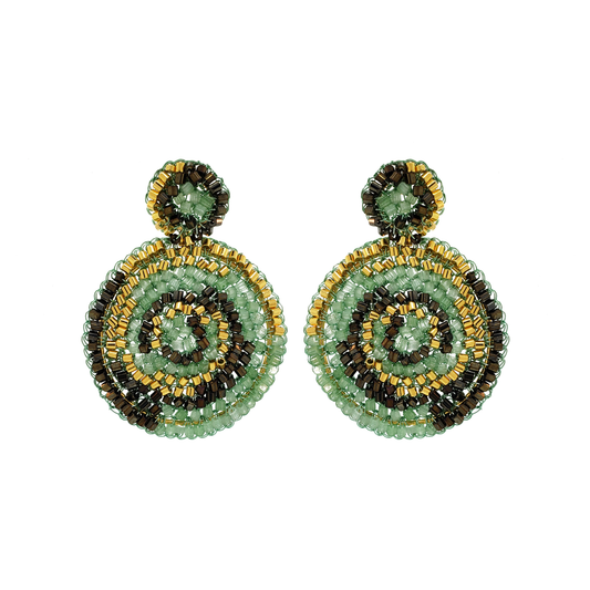 Mint & Gold Dahlia Handmade Earrings