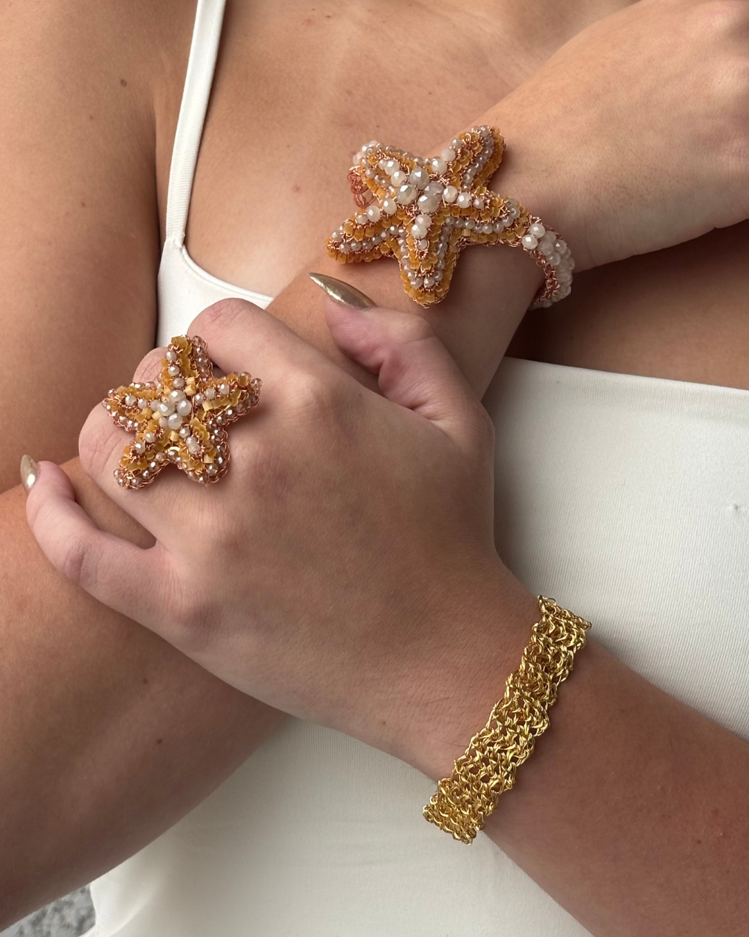 Sky Blue Mix Sea Star Handmade Crochet Bracelet