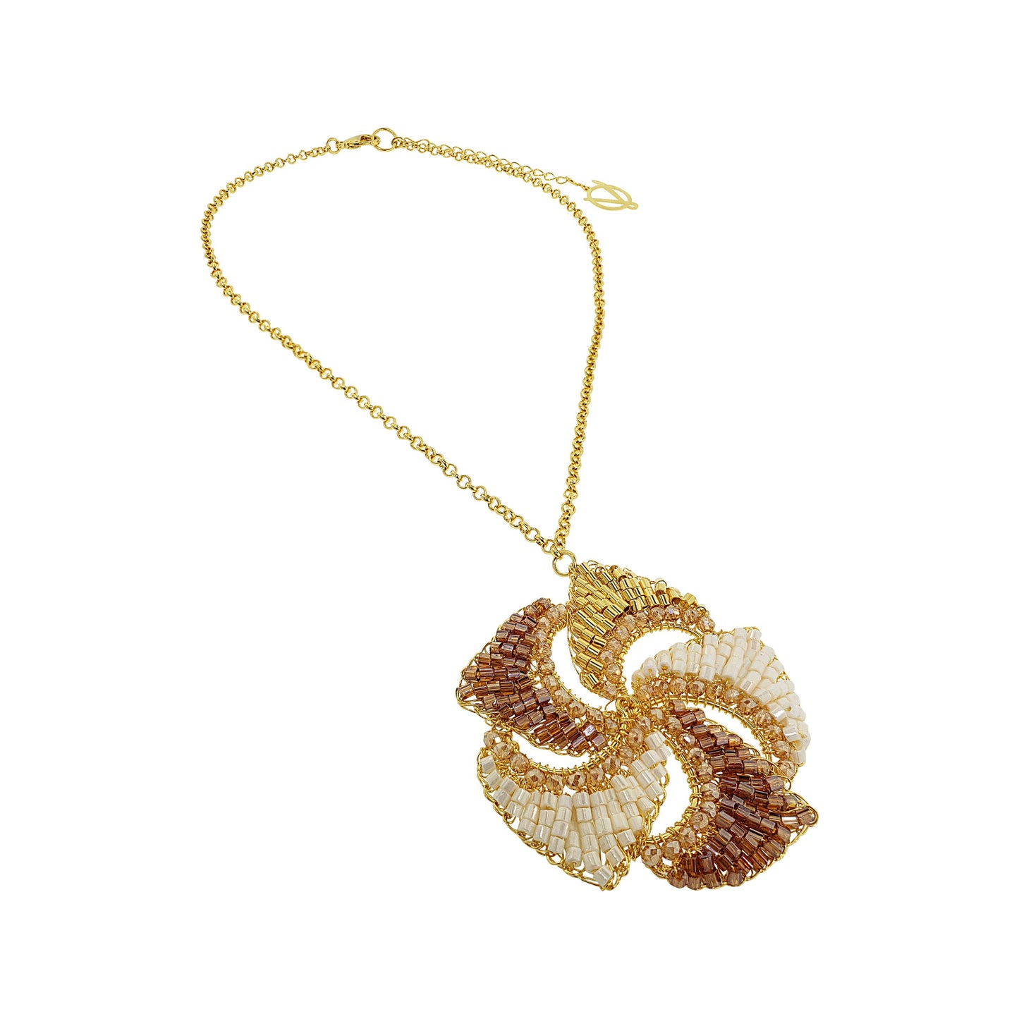 Golden Mix Siren Pendant Handmade Crochet Necklace