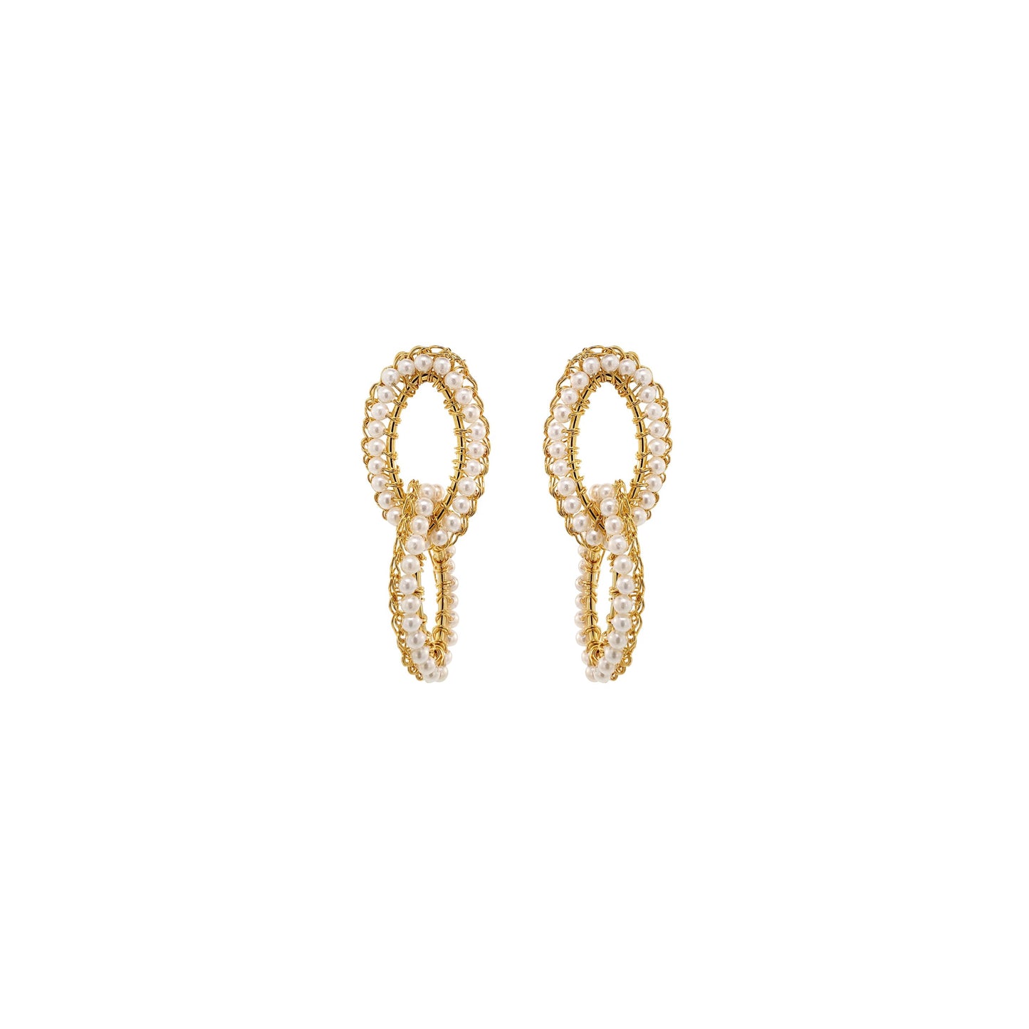 Pearl & Gold Mia Handmade Crochet Earrings