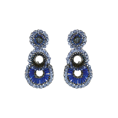 Royal Blue Mix Pawn Cascade Handmade Crochet Earrings