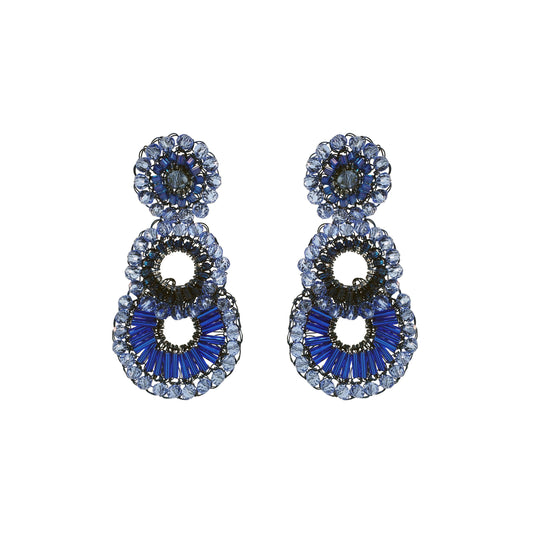 Royal Blue Mix Pawn Cascade Handmade Crochet Earrings