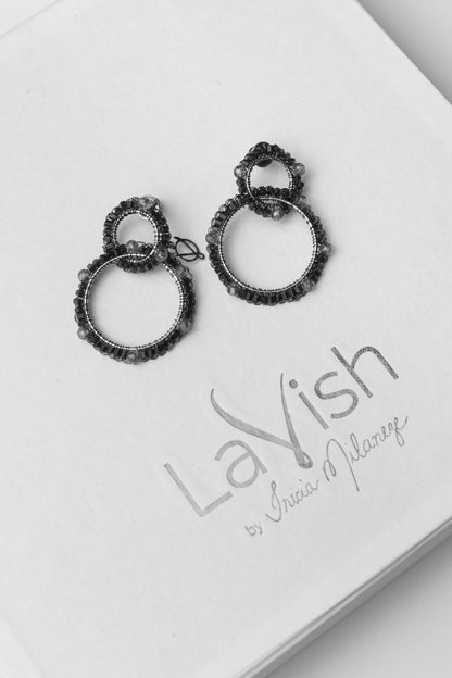 Royal Black Mix High Roller Handmade Crochet Earrings