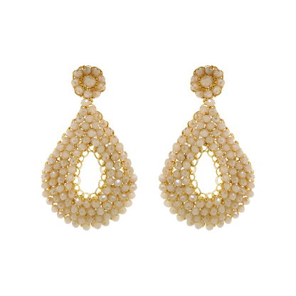 Nude & Gold Diana Maxi Handmade Crochet Earrings