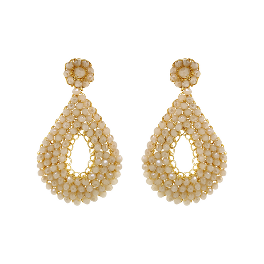 Nude & Gold Diana Maxi Handmade Crochet Earrings