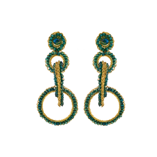 Emerald Green & Gold Grace Handmade Earrings