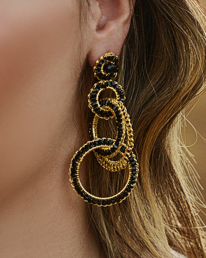 Black & Gold Grace Handmade Crochet Earrings