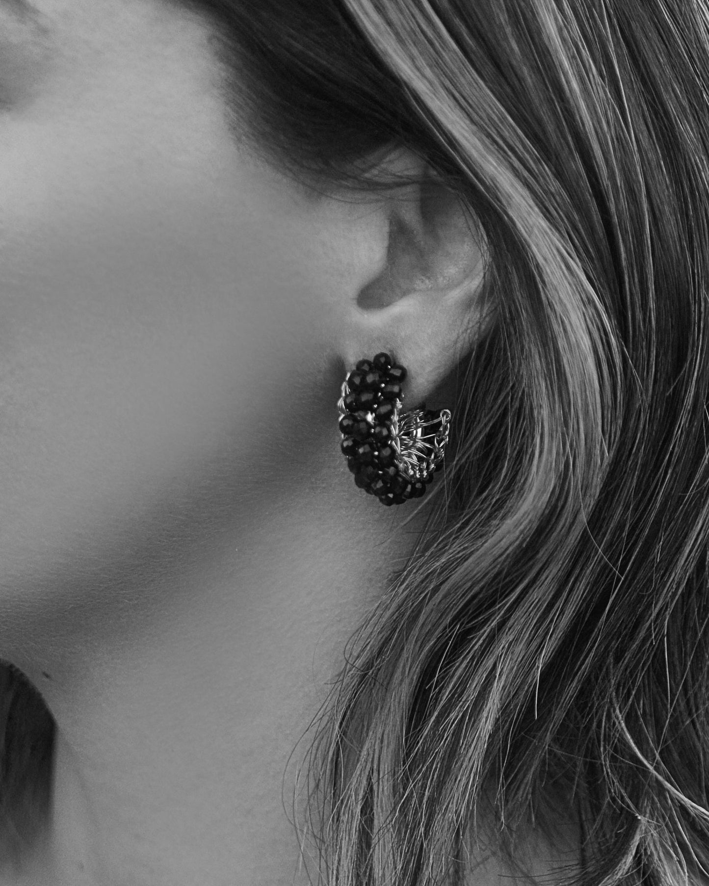 Pearl & Gold Dandelions Hoops Handmade Earrings