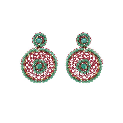 Sunset Coral Mix Minerva Drop Handmade Crochet Earrings