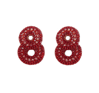 Elegant Red Velvet Double Small Cascade Handmade Crochet Earrings