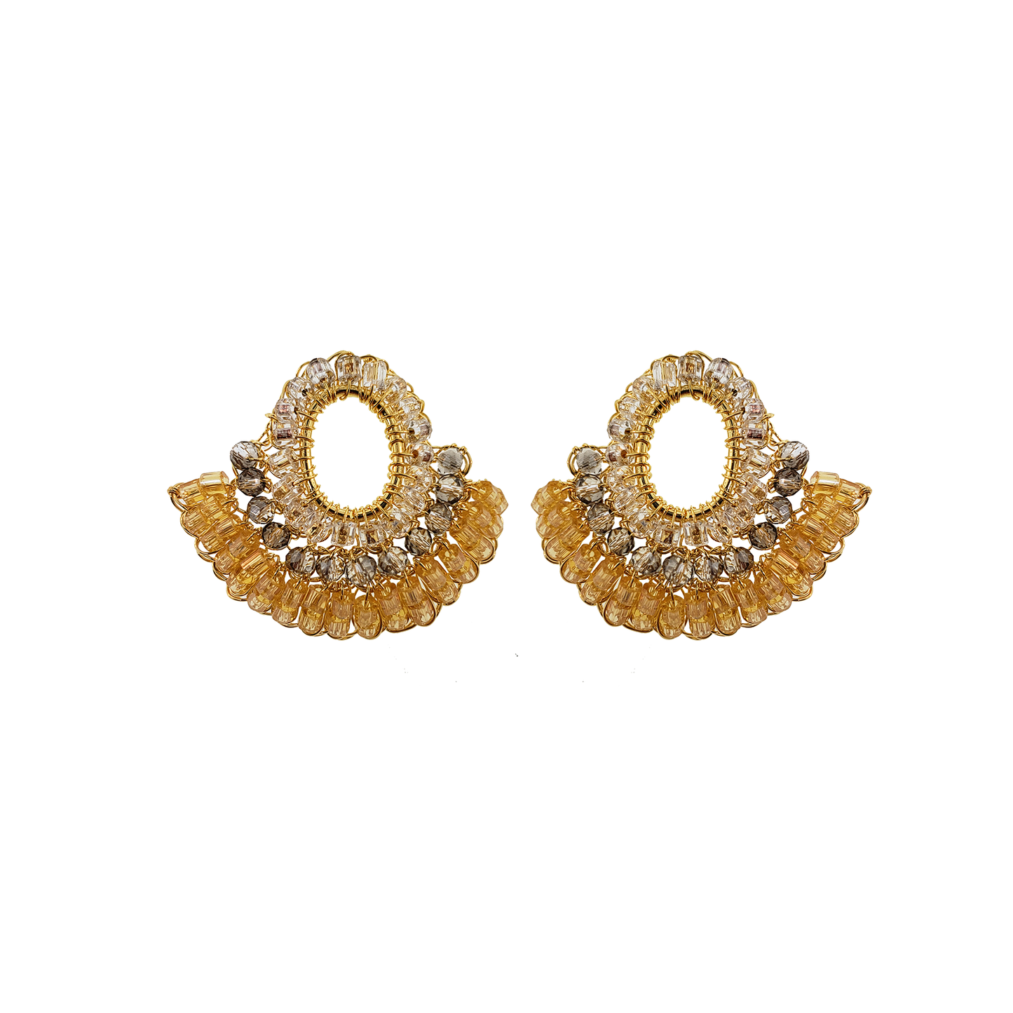 Neutral & Gold Hailee Handmade Crochet Earrings