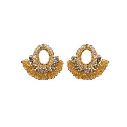 Neutral & Gold Hailee Handmade Crochet Earrings