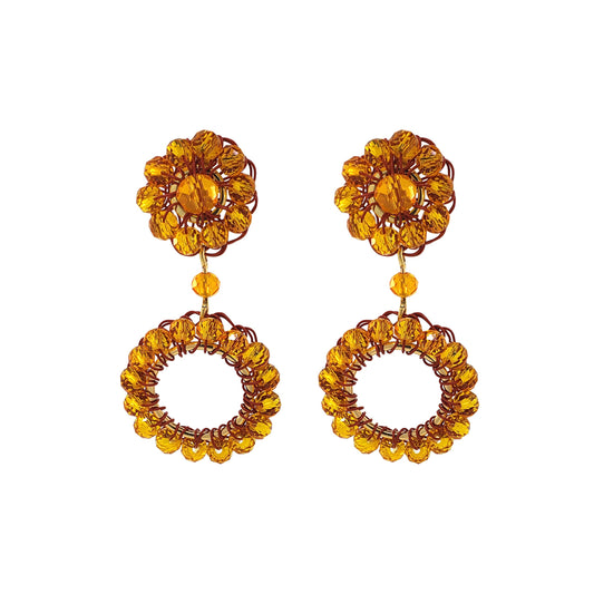 Amber Orange Leah Mini Handmade Crochet Earrings