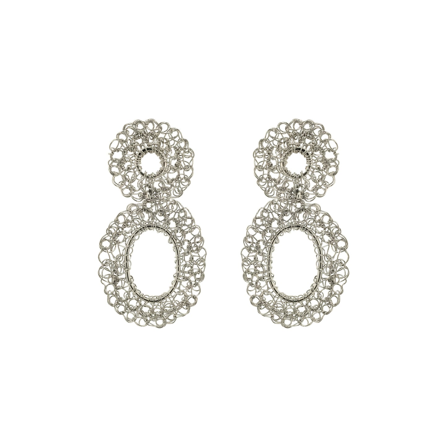 All Silver Artemis Mini Handmade Crochet Earrings