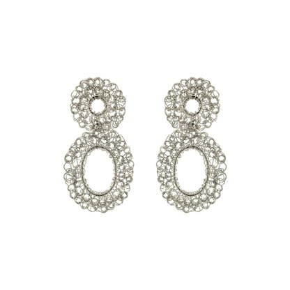 All Silver Artemis Mini Handmade Crochet Earrings