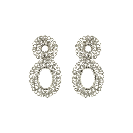 All Silver Artemis Mini Handmade Crochet Earrings