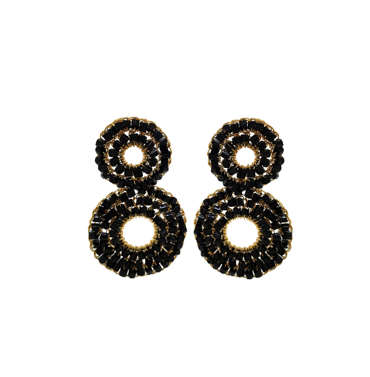 Black & Gold Nyx Mini Handmade Crochet Earrings