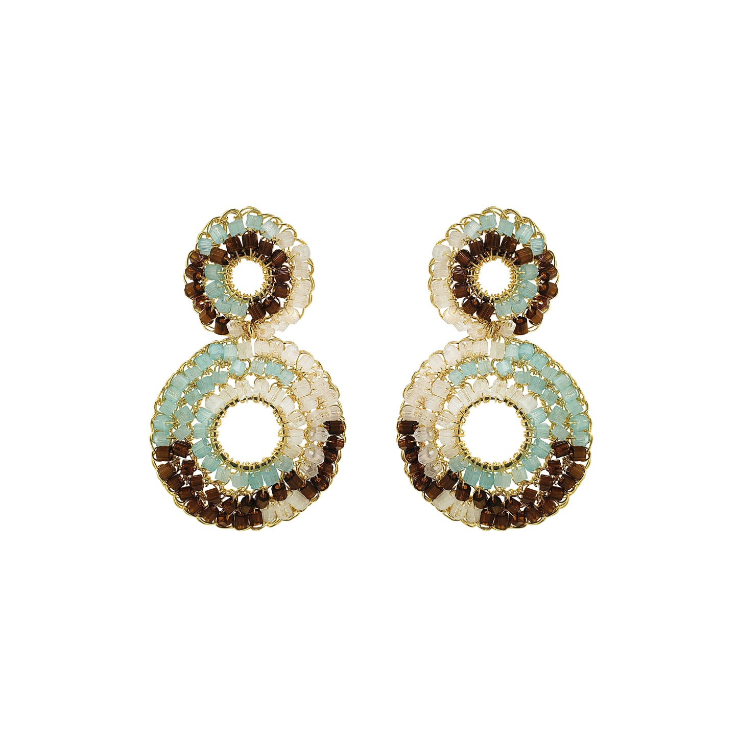 Blue & Brown Mix Nyx Mini Handmade Crochet Earrings