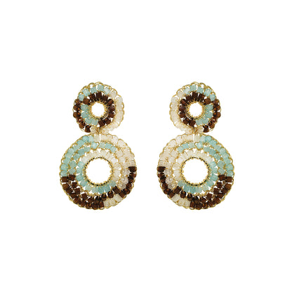 Blue & Brown Mix Nyx Mini Handmade Crochet Earrings