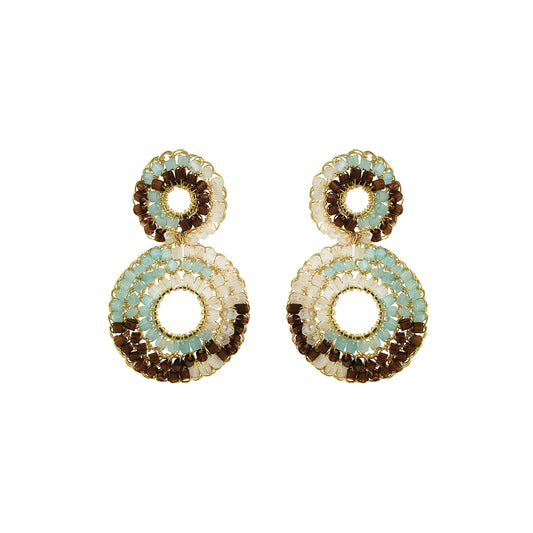 Blue & Brown Mix Nyx Mini Handmade Crochet Earrings