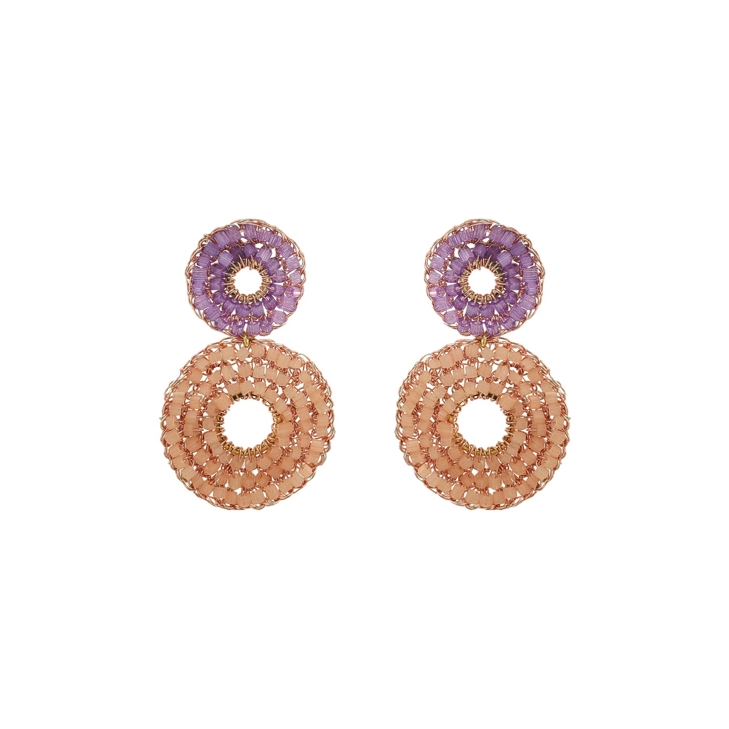 Sweet Gummy Mix Nyx Mini Handmade Crochet Earrings handmade-crochet-mandala-drop-with-unique-design-18k-gold-filled-wire-hypoallergenic-lightweight-statement