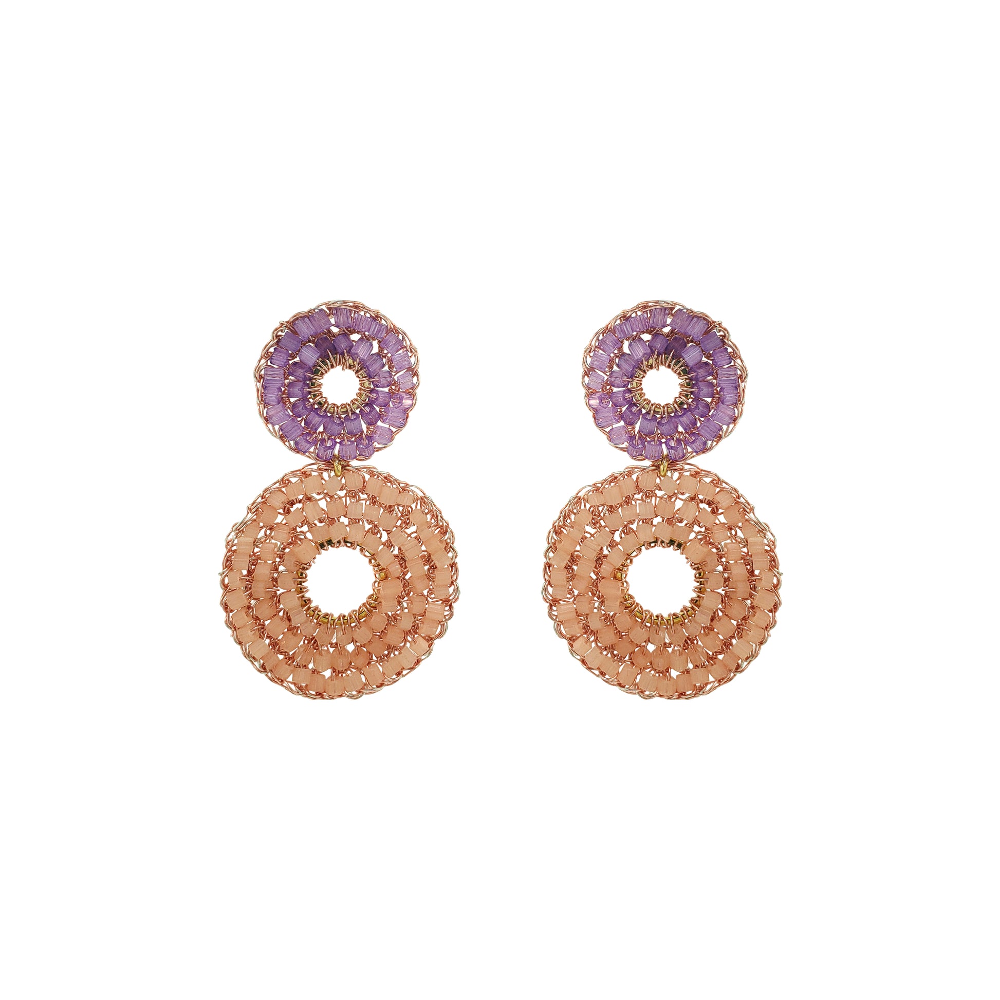 Sweet Gummy Mix Nyx Mini Handmade Crochet Earrings handmade-crochet-mandala-drop-with-unique-design-18k-gold-filled-wire-hypoallergenic-lightweight-statement