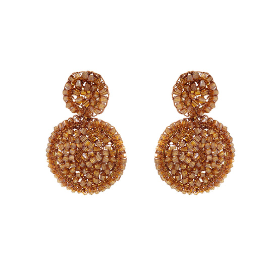 Bronze Amber Mix Dahlia Mini Handmade Crochet Earrings
