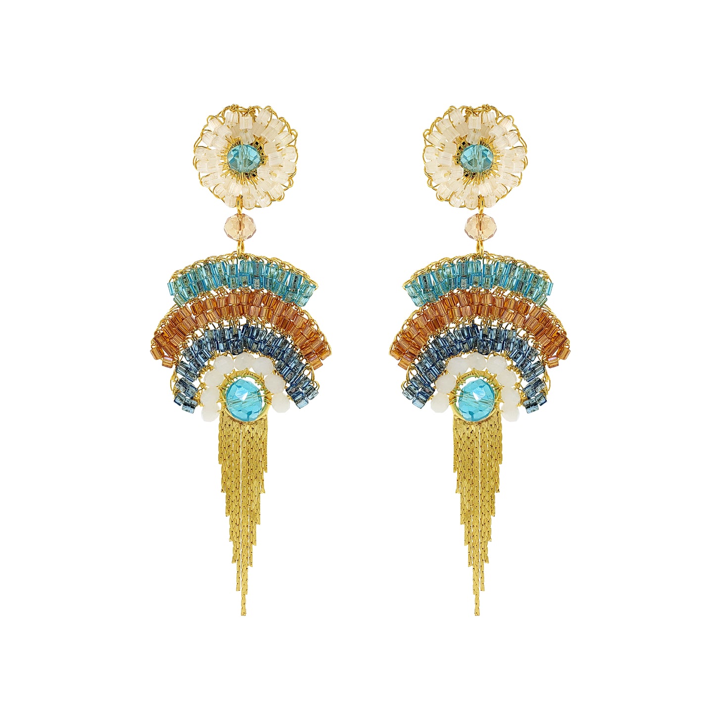 Seafoam Blue Mix Fergie Mini Chandelier Handmade Earrings