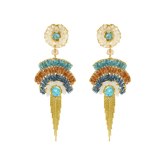 Seafoam Blue Mix Fergie Mini Chandelier Handmade Earrings