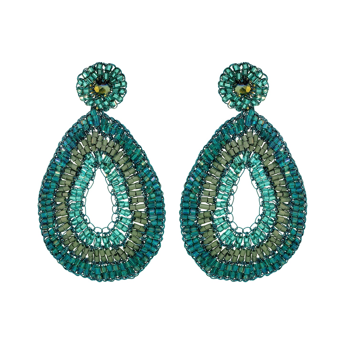 Teal Mix Juno Handmade Crochet Earrings