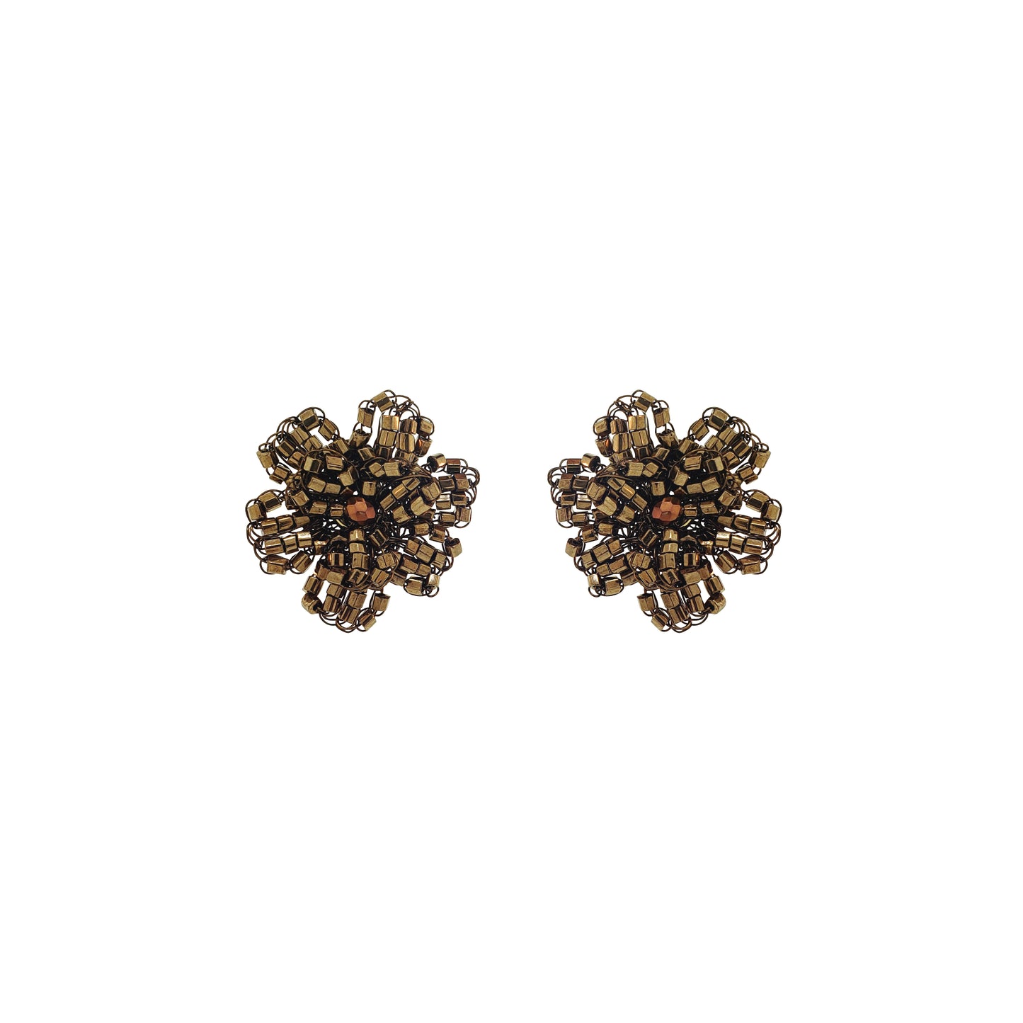 Sepia Mix Aster Post Handmade Crochet Earrings
