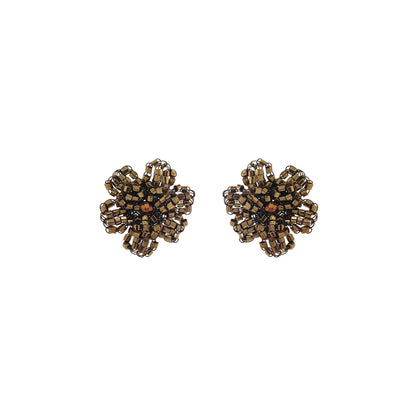 Sepia Mix Aster Post Handmade Crochet Earrings