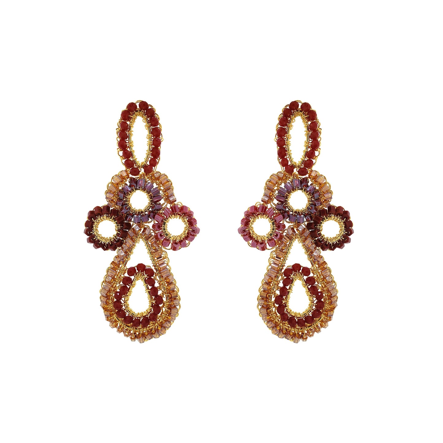 Crimson Red Mix Echo Mini Handmade Earrings