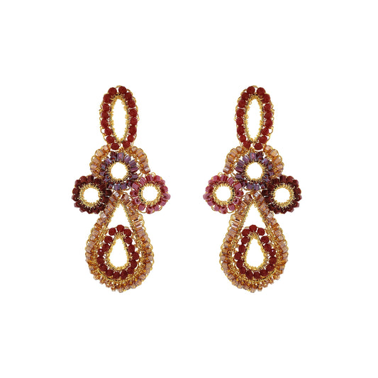 Crimson Red Mix Echo Mini Handmade Earrings