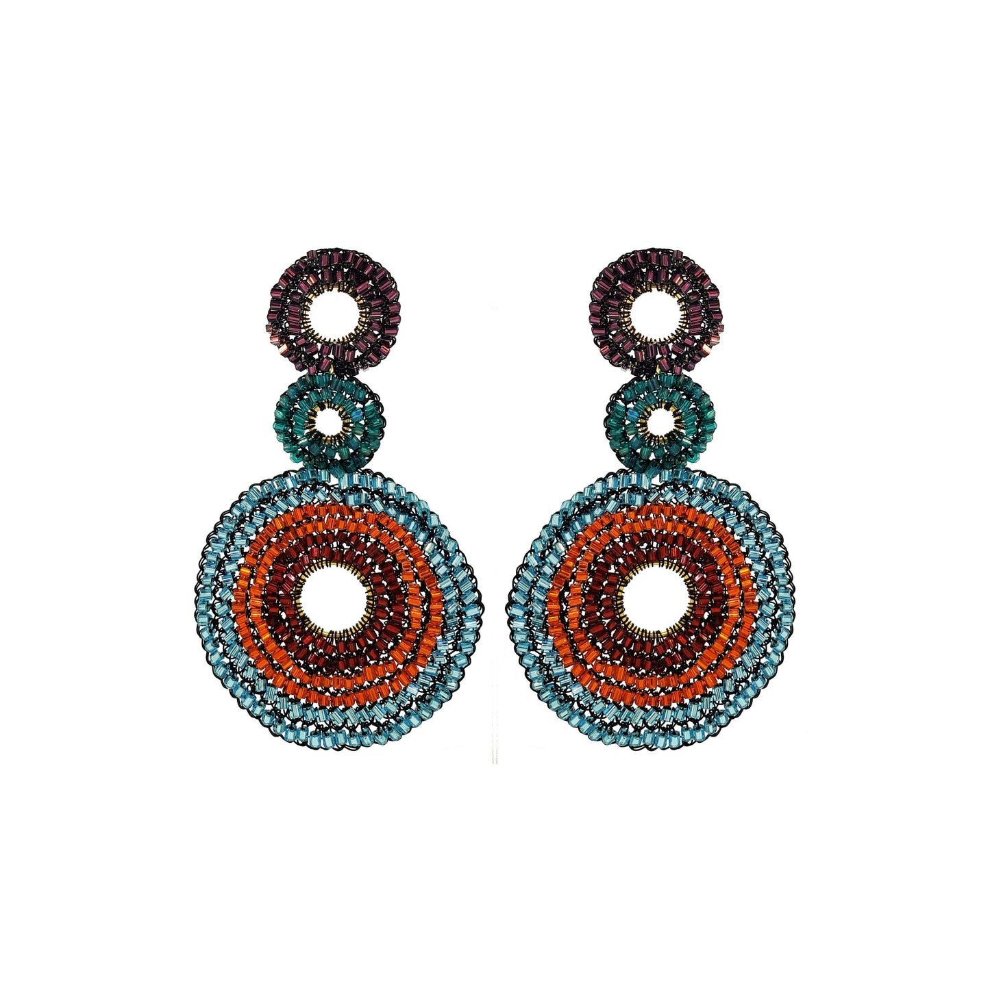 Multicolor & Black Gia Handmade Crochet Earrings