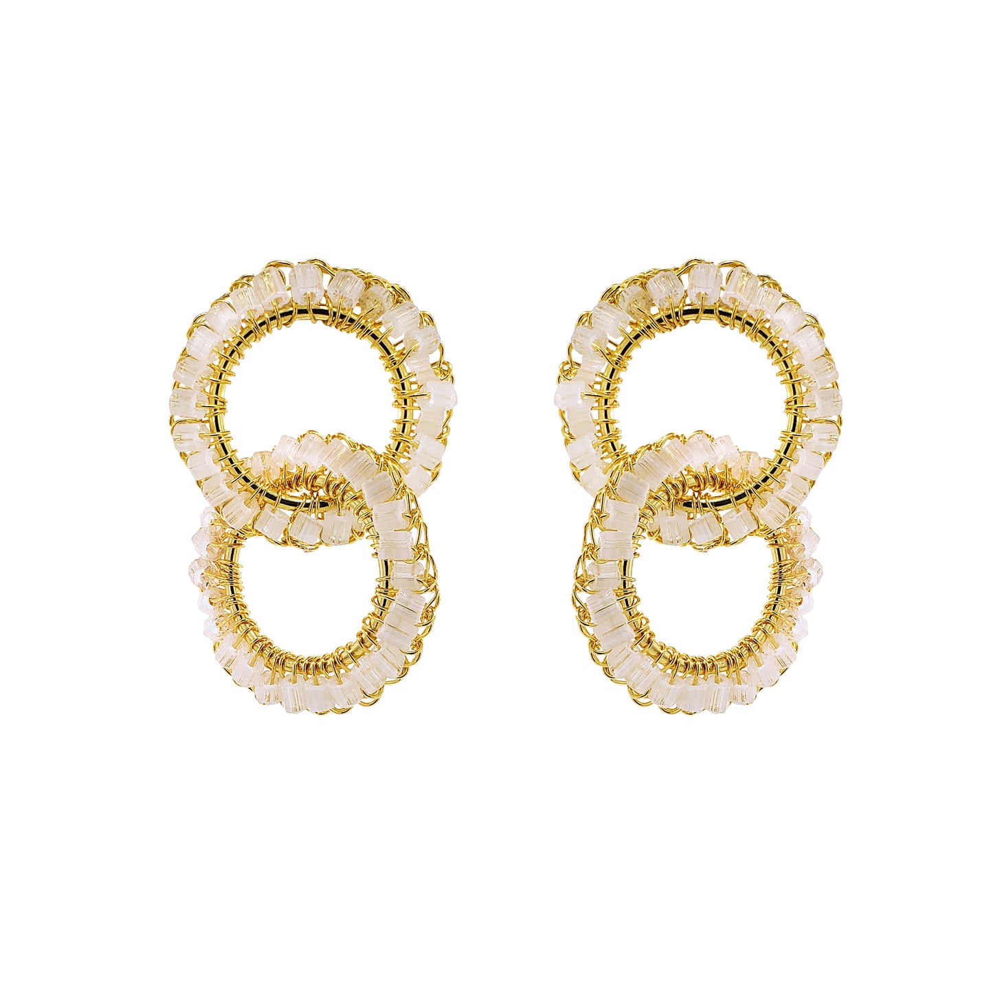 Cream White & Gold Nova Handmade Earrings