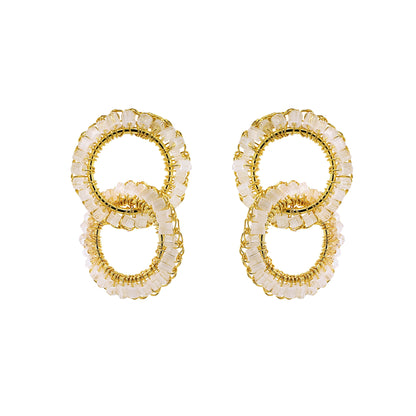 Cream White & Gold Nova Handmade Earrings