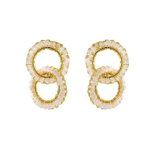 Cream White & Gold Nova Handmade Earrings